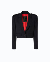 Cropped jacket with epaulettes - | Pinko