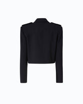 Cropped jacket with epaulettes - | Pinko