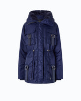 Down jacket in technical satin - Blue | Pinko