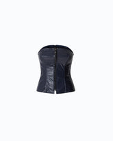 Bustier top with crocodile print and zip - Blue | Pinko