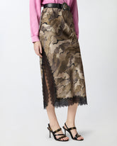 Camouflage-Midirock mit Spitze und Schlitz - | Pinko