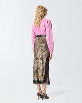 Camouflage midi skirt with lace and slit - | Pinko