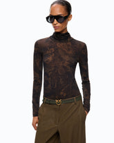 Rollkragenpullover mit floralem Camouflage-Print - Mehrfarbig Grün-Schwarz | Pinko