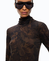 Rollkragenpullover mit floralem Camouflage-Print - Mehrfarbig Grün-Schwarz | Pinko