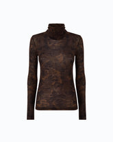 Rollkragenpullover mit floralem Camouflage-Print - Mehrfarbig Grün-Schwarz | Pinko