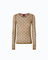 Pullover aus Stretch-Spitze mit Logo-Muster Love Birds - Grün | Pinko