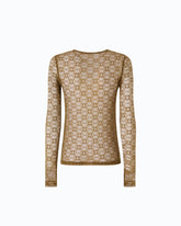 Pullover aus Stretch-Spitze mit Logo-Muster Love Birds - Grün | Pinko