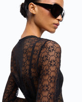 Stretch lace sweater with Love Birds logo motif - | Pinko