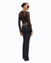 Stretch lace sweater with Love Birds logo motif - | Pinko