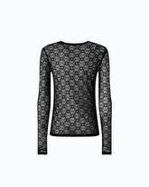 Stretch lace sweater with Love Birds logo motif - | Pinko