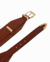 Layered leather belt, 7 cm - Red | Pinko