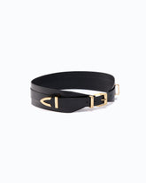 Layered leather belt, 7 cm - Black | Pinko