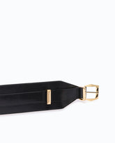 Layered leather belt, 7 cm - Black | Pinko