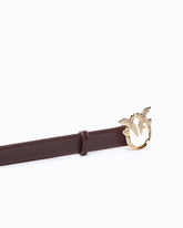 Leather belt with Love Birds jewel buckle, 2.5 cm - Dark Red | Pinko