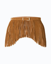 Suede belt with fringing and jewel details, 1.7 cm - Red | Pinko