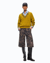Cotton Bermuda shorts with floral camouflage motif - | Pinko