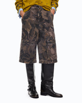 Cotton Bermuda shorts with floral camouflage motif - | Pinko