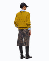 Cotton Bermuda shorts with floral camouflage motif - | Pinko