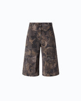 Cotton Bermuda shorts with floral camouflage motif - | Pinko