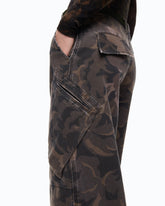 Cotton trousers with floral camouflage motif - | Pinko