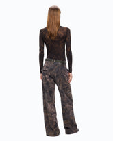 Cotton trousers with floral camouflage motif - | Pinko
