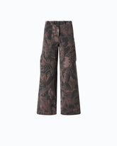 Cotton trousers with floral camouflage motif - | Pinko