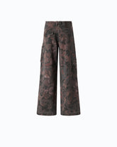 Cotton trousers with floral camouflage motif - | Pinko