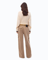 Gabardine cargo trousers with asymmetric pockets - Beige | Pinko