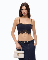 Knit bralette with lace - Dark Blue | Pinko
