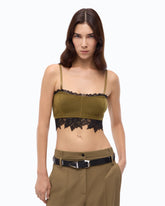 Knit bralette with lace - Green | Pinko