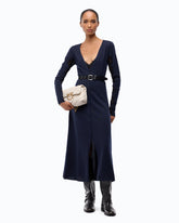Wool midi dress with lace details - Dark Blue | Pinko
