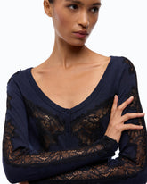 Wool cardigan with lace inserts - | Pinko