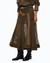 Flared lace midi skirt with inserts - | Pinko