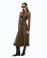 Lace midi shirt dress with inserts - | Pinko