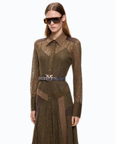 Lace midi shirt dress with inserts - | Pinko