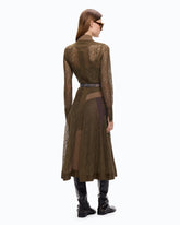 Lace midi shirt dress with inserts - | Pinko