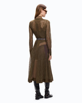 Lace midi shirt dress with inserts - | Pinko