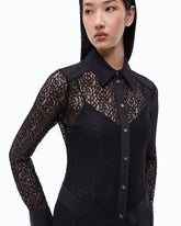 Lace midi shirt dress with inserts - Black | Pinko