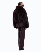 Faux fur cropped jacket with high neck - | Pinko