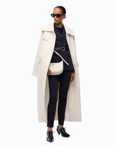 Fully rhinestoned long wool coat - | Pinko