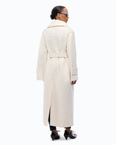 Fully rhinestoned long wool coat - Grey | Pinko
