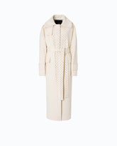 Fully rhinestoned long wool coat - Grey | Pinko