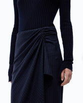 Wool midi dress with pinstriped skirt - Black | Pinko