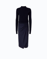 Wool midi dress with pinstriped skirt - Black | Pinko