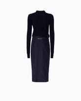 Wool midi dress with pinstriped skirt - | Pinko