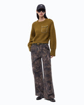 Ribbed sweater with small pocket - Green | Pinko