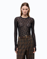 Floral stretch lace sweater - Black | Pinko