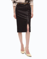 Nubuck leather-effect pencil skirt - Brown | Pinko