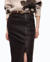 Nubuck leather-effect pencil skirt - Brown | Pinko