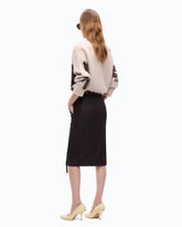 Nubuck leather-effect pencil skirt - Brown | Pinko